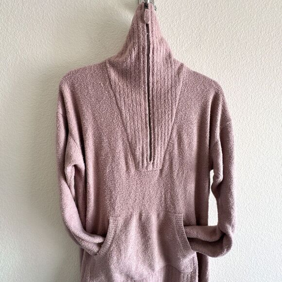 Barefoot Dreams Cozychic Lite Half Zip Knit Mauve Tunic Sweater Women Medium - Picture 4 of 9